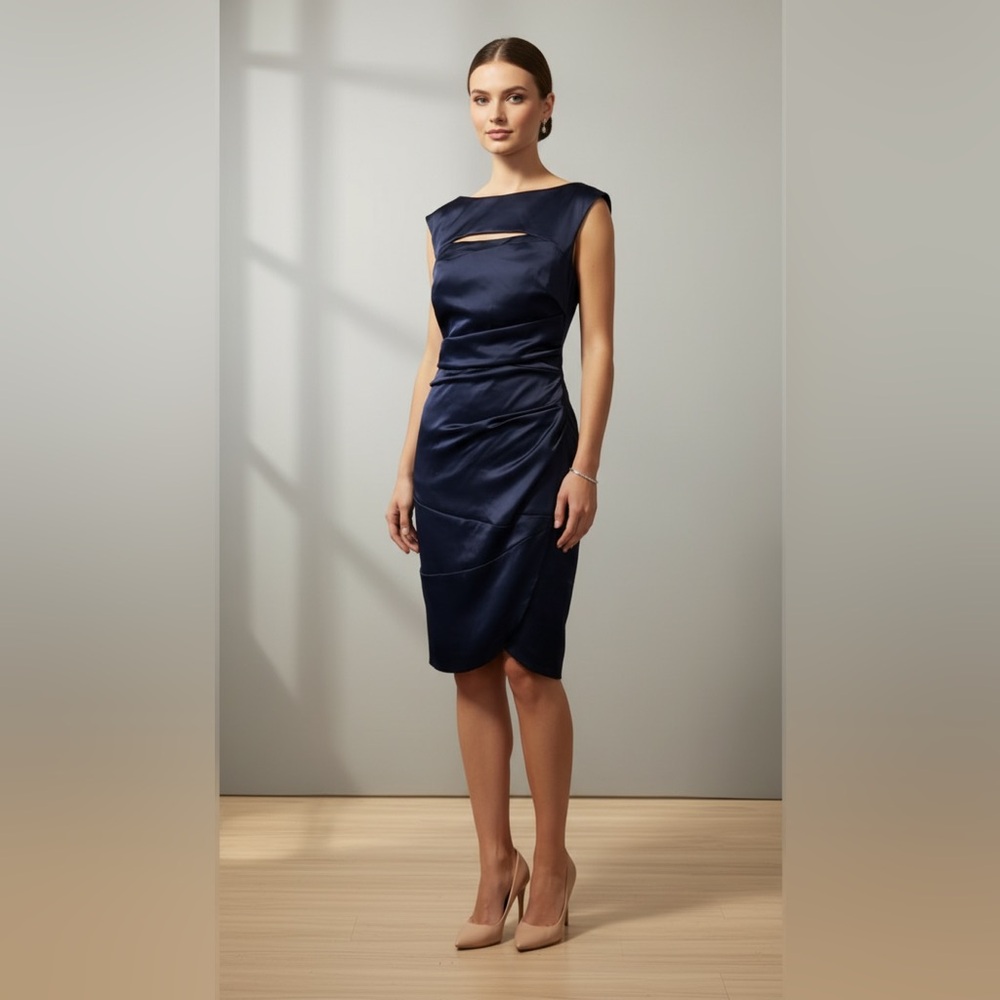 David's Bridal Midnight Blue Mini Dress